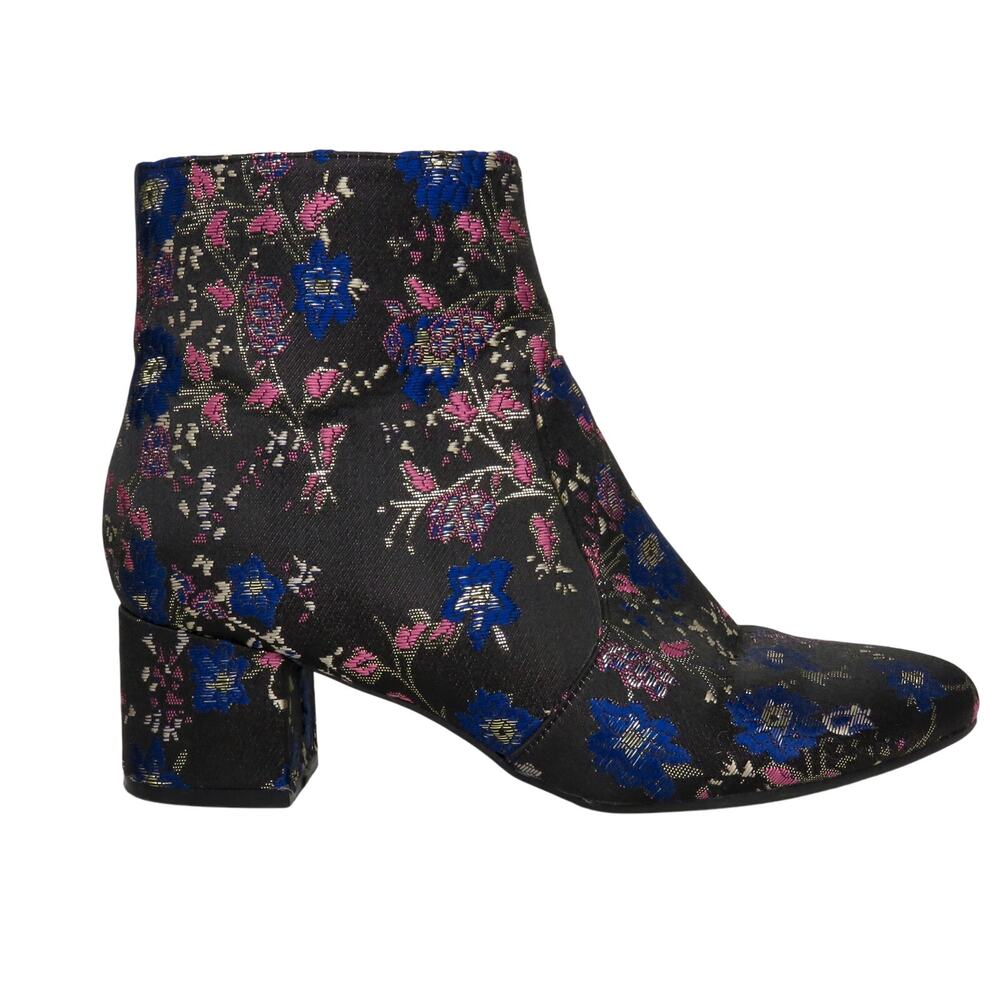 Unisa Uncayzea Ankle Boots Floral Embroidered Black Heel Booties 7.5